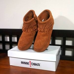 Minnetonka Double Fringe Side Zip Boot